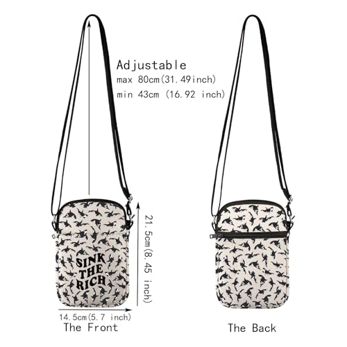 JXGZSO Sinking Orca Gift Sink The Rich Crossbody Bag Killer Whale Small Sling Bag Orca Whale Lover Gift2