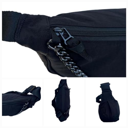 Image of Crescent Nylon Crossbody Casual Sling Bag with Chain Accessories, Hobo, Sling, Casual handbag, Small shoulder bag