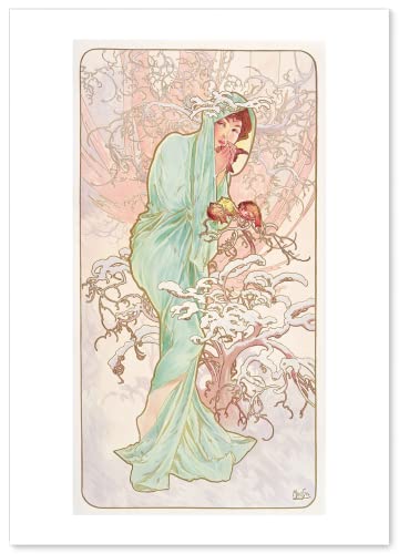Alphonse Mucha “The Four Seasons Ii Winter” Poster 16.53Inch×11.69Inch/42㎝×29.7㎝(A3)【Made In Japan】＜Fine Art Paper Print＞Print On A Thick Sheet Of Paper Painting Wall Art #TOP7