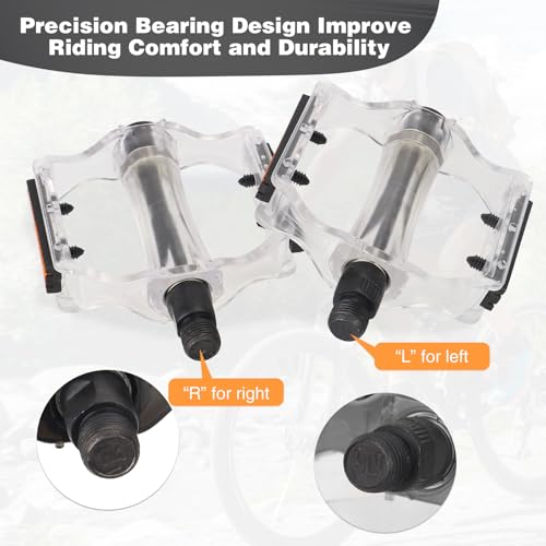 Bike Pedals Mountain Bike Pedals 9/16\" Bicycle Pedals with Anti-Skid Nail Lightweight Pedals for Mountain Bike, Road Bike Cruiser Bike