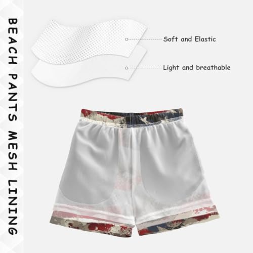 Boys Beach Board Shorts Animal Ferret America Flag Swim Trunk Teen Swimwear 8-16Y4