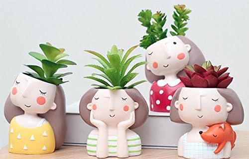 ACMSINDIA 4 Girl Resin Planter Unique Shape Cute Girl Mini Succulent Pot Indoor Desktop Plant Holder & Small Cacti Bonsai Pot Flower Pot Creative Home Office & Garden Decor (B0DGQQZBGB) Amazon Price History, Amazon Price Tracker