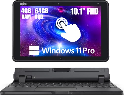 Fujitsu Tablet Q5010 Touchscreen Laptop, 10.1-inch FHD Windows Tablet, Intel Celeron N4020, 4GB RAM, 64GB SSD, 2 Camera, Type-C, Japanese Keyboard, Windows 11 Pro (Renewed)