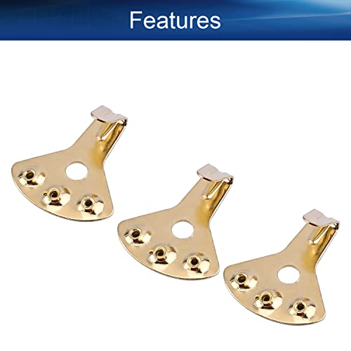 Image of Picture Hangers 1mm Thick Picture Hooks with Nails Professional Picture Hanging Kit, for Office Pictures House Decoration Clock Wall Mounting Brass Tone 5pcs