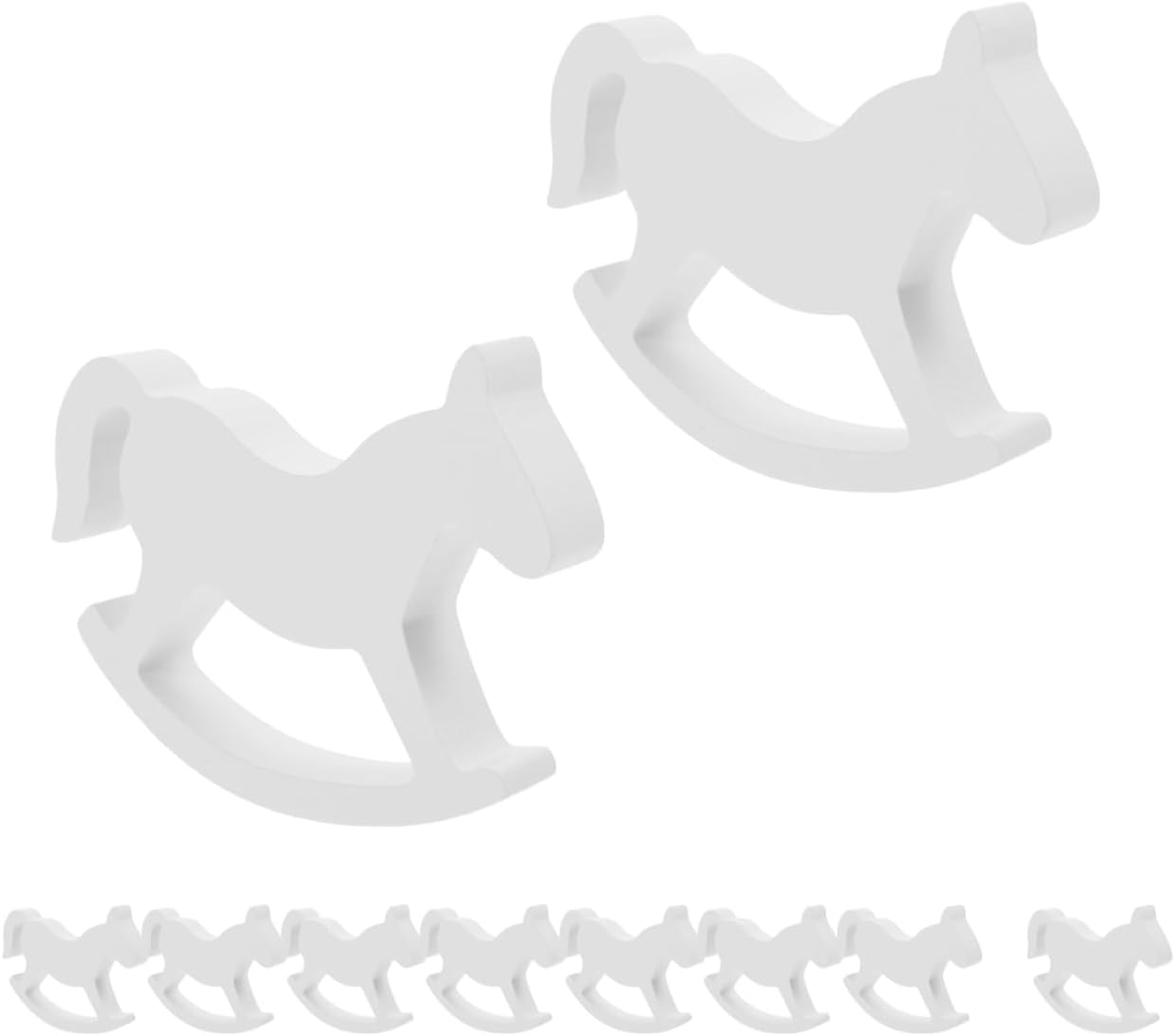 KESYOO 10 Figures Rocking Horse White Wood 3D Crafts For Kids Wedding Decoration Table Center Toys Wooden Babies 10pcs