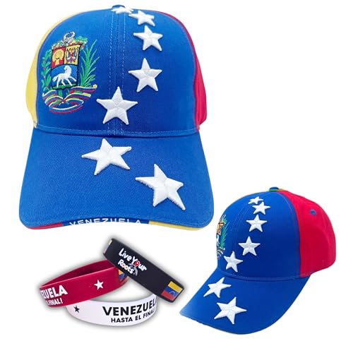 Gorra de Venezuela Tricolor 7 Estrellas - Gorra Hombre Gorra Mujer, Inspirada en la Bandera de Venezuela, Ideal para Fútbol y Beisbol, Gorras de Venezuela, Gorra Amarillo, Gorra Tricolor Talla M.