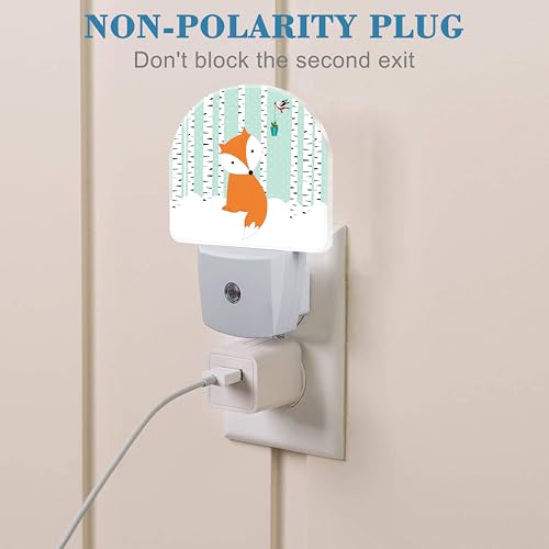 Image of Cute Fox and Bird Night Light for Kids, LED Night Light Plug into Wall with Dusk to Dawn Sensor for Girls Boys Women Men Room Decor, Hallway, Kitchen, Bathroom, Nursery, Stairs