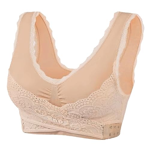 Generisch Fitness Set Mujer Ropa sin Anillo de Acero Movimiento Sin Costuras Fruncido Ajuste Yoga Dormir Sujetador Grande Primark Online Shop, beige, 4XL