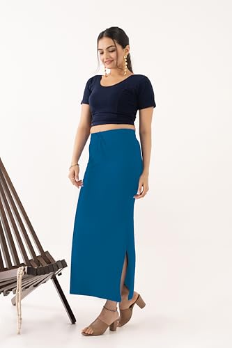 Image of DESI GIRL Cotton Lycra Stretchable Saree Shapewear Petticoat with Drawstring for Women | Fishcut Saree Petticoat with Side Slit for Easy Movement | Saree Shaper | Long inskirt