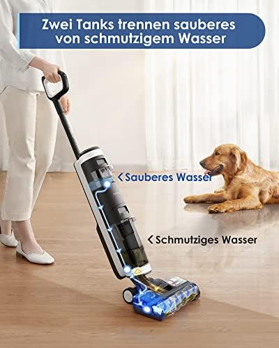 Tineco Floor One S3 Smart Bezprzewodowy odkurzacz uniwersalny | akumulatorowy odkurzacz do mokrej wody i mopa z podwójnym zbiornikiem, samoczyszczeniem, aplikacją | wydajny, lekki, cichy