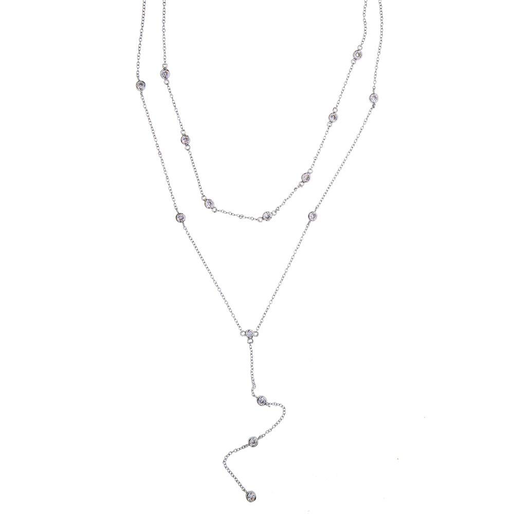 Collier double couche en argent 925 rose or pour femmes
