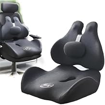 Memory Foam Seat Cushion Lumbar Support Pillow for Office Chair Car Wheelchair, Chair Cushion Set with Adjustable Straps for Lower Back, Tailbone, Sciatica, Hip Pain Relief,Black