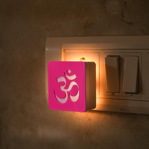 Image of Lexton Om Fancy LED Night Lamp Light with 2 Pin Socket for Spiritual Ambiance, 0.5 Watt, 230v (Warm White, Pack of 1)