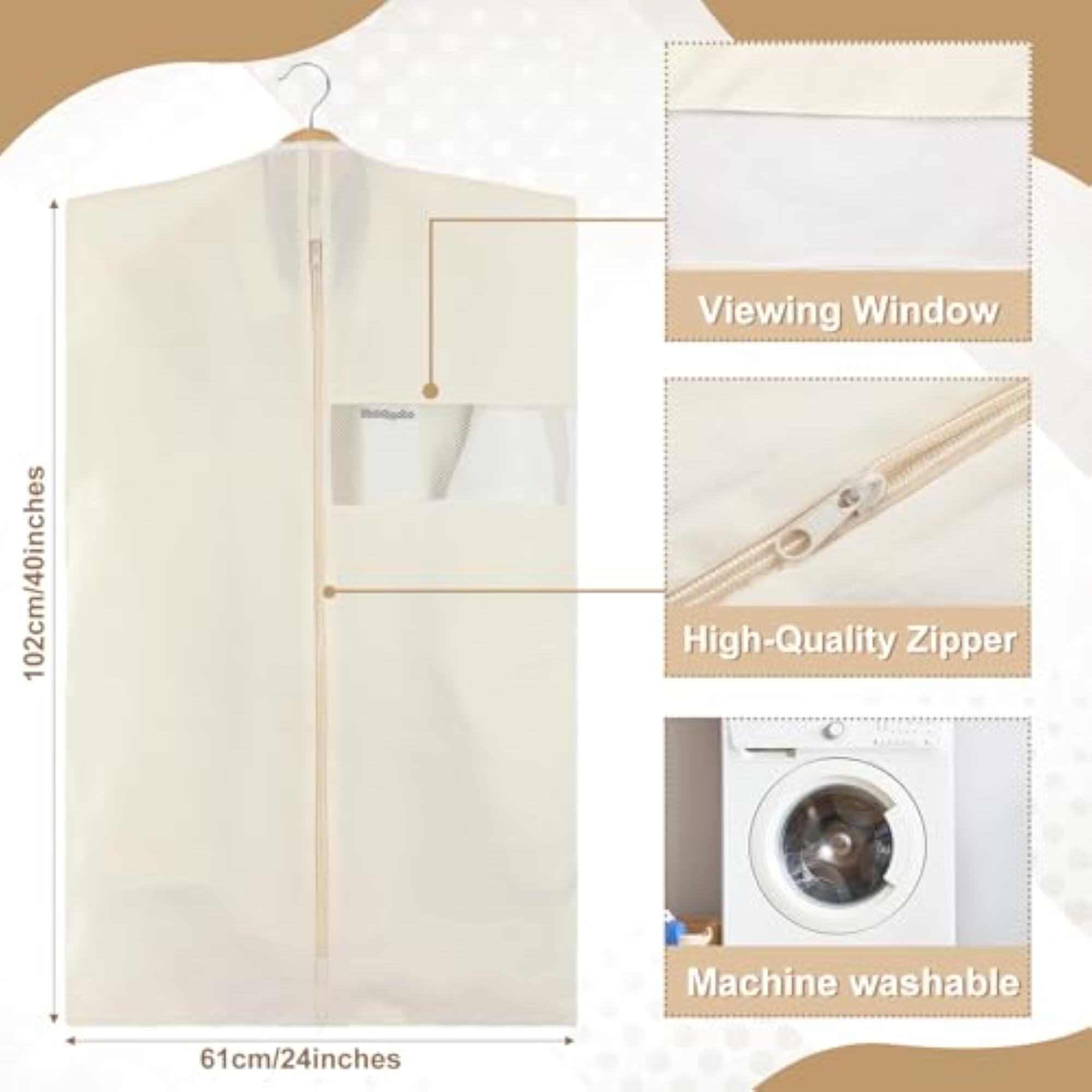 12 Pcs Cotton Garment Bags for Hanging Clothes