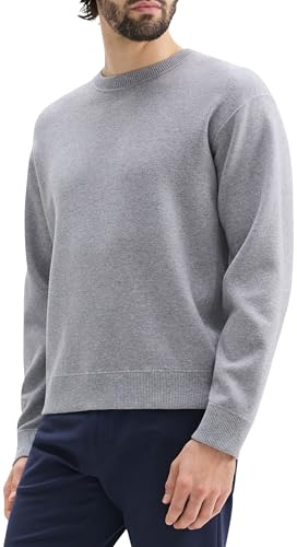 Theory Men's Relax Crewneck Long Sleeve in Light Bilen, Melange Grey3