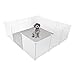 WEIMALL ペットサークル 折りたたみ パネル ペットフェンス 50×50cm ドア付き プレイサークル 室内 屋外 置くだけ 半透明 軽量 犬 猫 パーテション 侵入防止 小型犬 中型犬 パネル13枚 脱走防止PC013WH