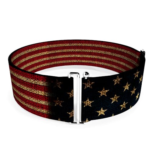 Buckle-Down Women's Cinch Belt Vintage US Flag Stretch 23 to 42 Inch, Multicolor