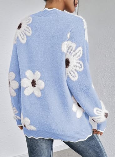 Kisscynest Women's V Neck Oversized Fuzzy Sweaters 2025 Casual Long Sleeve Chunky Knit Pullover Tunic Jumper Tops3