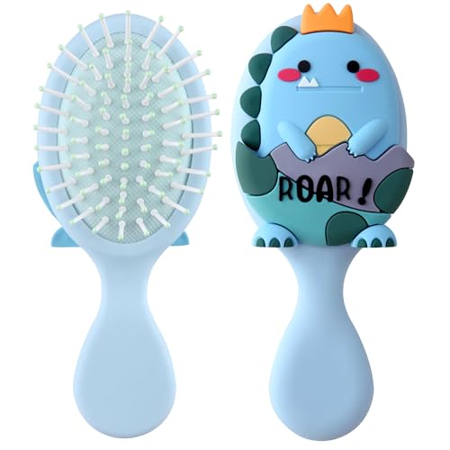 mini hair brush for kids, small toddler travel hair brush for Boys and Girls,Baby hair detangling brush Massage with Air Cushion for Thick or Curly Hair Straight (Blue)