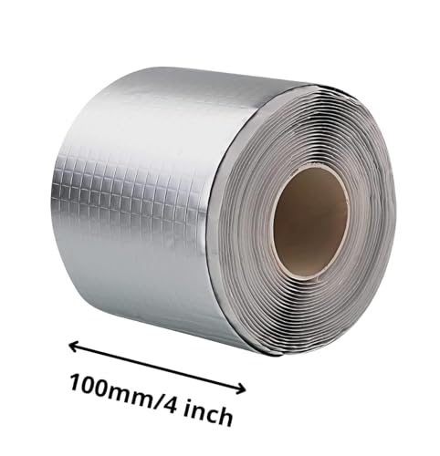 Image of Waterproof Tape for Pipe & Roof Leakage | Aluminium Foil Butyl Rubber Seal Tape | Super Strong Adhesive for Crack, Tank & Surface Repair-silver 4 inch /10cm Wide and 5 Meter long