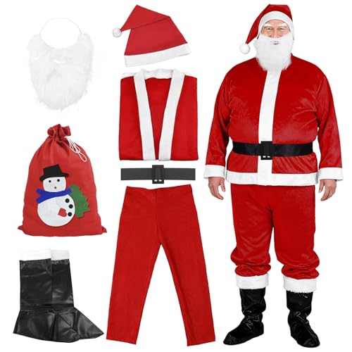 GLOSKIN Costume di Babbo Natale 7 in 1, Costume Babbo