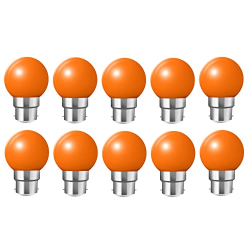 WULUN Bombilla LED B22 equivalente a 20 W, bombilla de bayoneta G45 de color naranja para terraza al aire libre, guirnalda de Navidad, paquete de 10