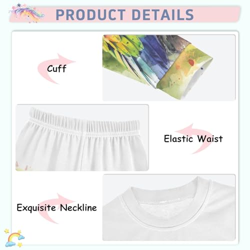 ALAZA Parrot Portrait Pajama Set Pijamas Para Niños Long Sleeve Sleepwear3