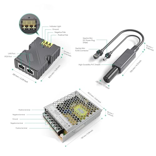 POE Injector Adapter 150W Gigabit Ethernet Power Supply Soporta 10/100/1000Mbps Entrada DC48-57V 3A Cortocircuito Distancia de transferencia de datos 100M miniatura 3