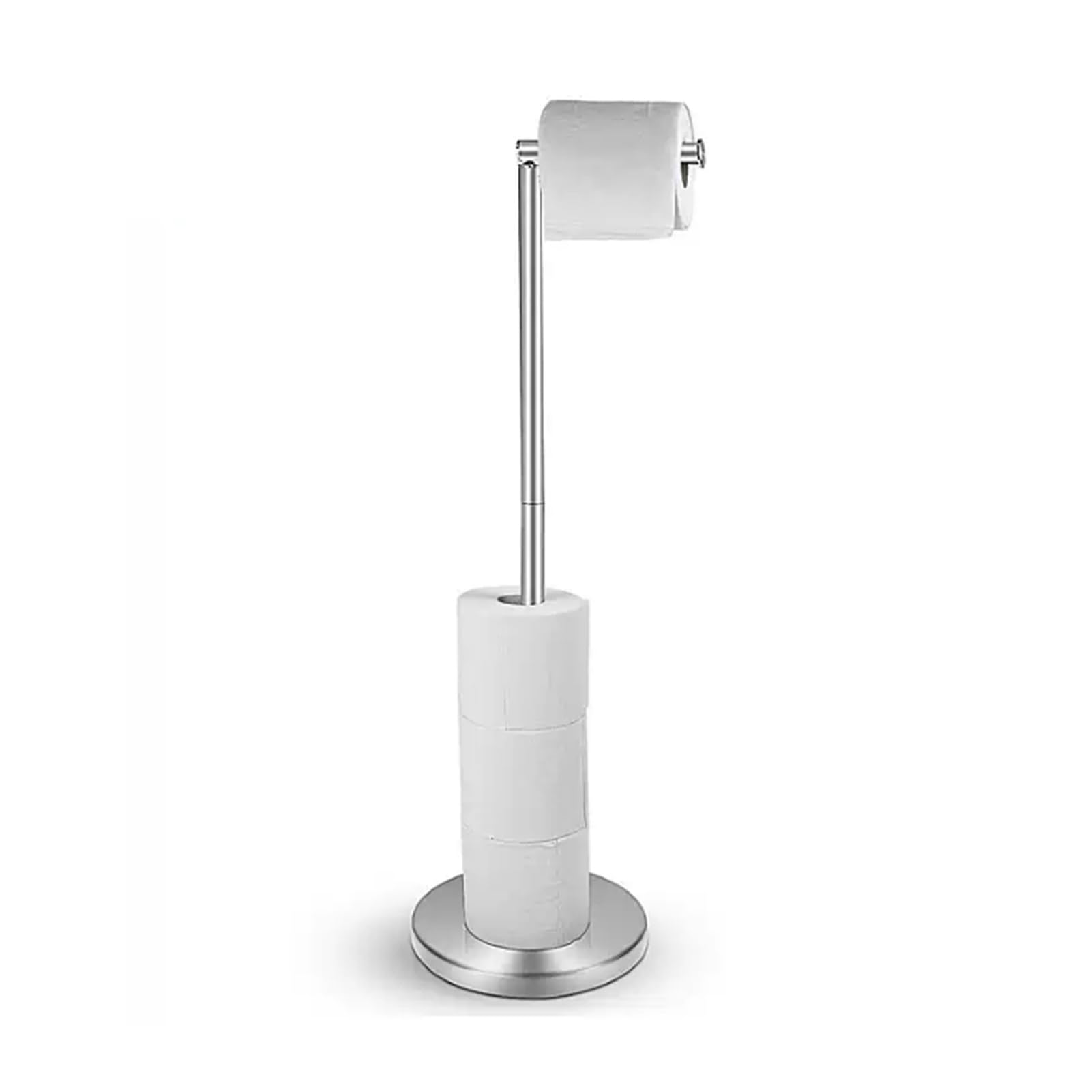 Supporto Porta Carta Igienica, Organizer For Fazzoletti Da Bagno In Piedi, Con Funzione Di Riserva, Arredo In Acciaio Inossidabile, Soluzione Archiviazione Minimalista(Silver)