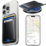 Picture of Wtuhu MagSafe Wallet with Full Find My Slim RFID-Blocking Vegan Leather Phone Wallet Portable Dual-Pocket 5 Cards Holder Strong Magnetic for iPhone 12–16 Series Not for 13/12 Mini (Black)