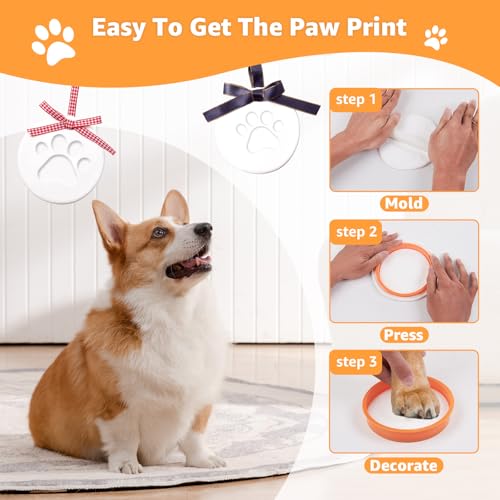 Pet Memorial Keepsake Ornament Kit - Dog & Cat Impression Kit as Loss Pet Keepsake and Gifts for Pet Lover (Clay Paw Print Keepsake Kit), 3 Packs