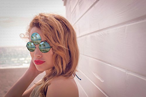 Third Eye Sunglasses, Emerald Green with Pink Reflective Lens, Polarized UV400 Protection2