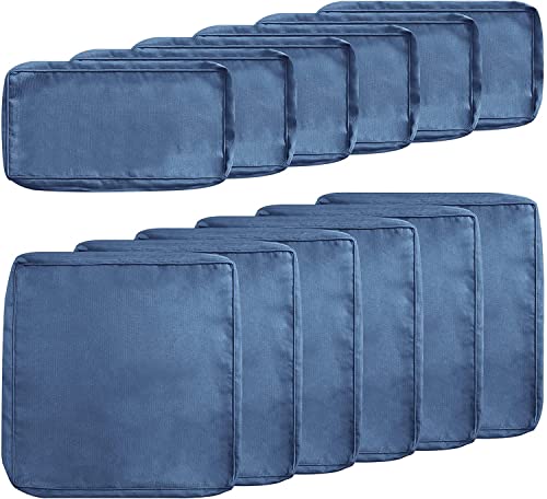 Solaura 12 Pieces Patio Seat Cushion Covers Replacement, Washable Outdoor Furniture Cushion Slipcovers(6 Seat Cushion Covers And 6 Backrest Pillow Covers) With Zipper For Patio Sofa - Denim Blue #TOP16