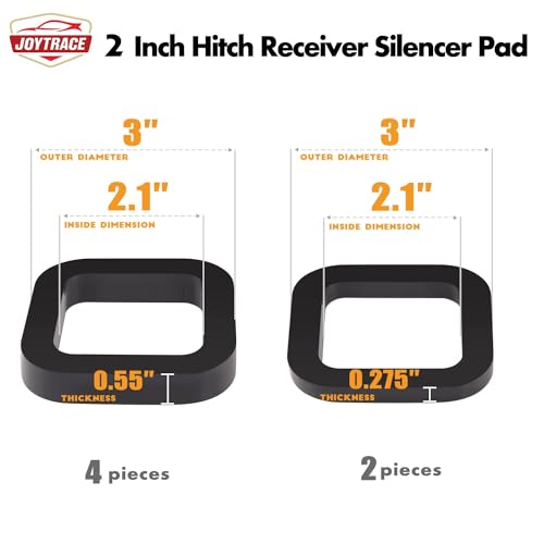 Image of 6 Pack - Multiple Size Combination,2 Inch Hitch Receiver Silencer Pad - Compatible with Most 2 Inch Trailer Hitch Receiver