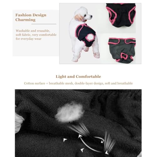 Image of Dog Underwear Flexible Physiological Pants Puppy Female Pet Sanitary Diaper for Small Medium Large Dogs(M- Black)