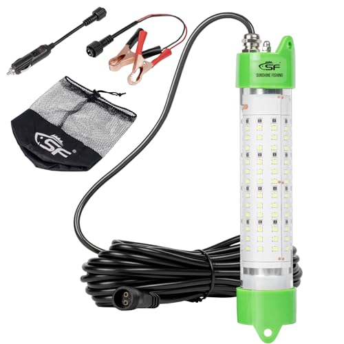 SF DC 12V LED Underwater Fishing Light 45W 70W 100W Fish Attracting Light 5600 7000 13000lm Green Fishing Light Submersible for Dock and Boats IP68 Wa