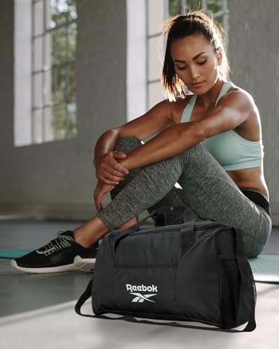 Reebok Duffle Bag - Carry On Gym Bag for Workout and Travel Duffel Bags - Small Size Overnight Bags for Women and Men, Size Small, Aleph Black2