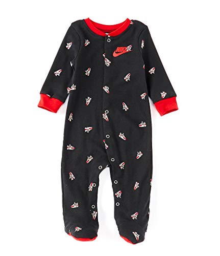 Nike Infant/Toddler Printed Footed Coverall (Black(56E199-023)/Red, 3 Months)