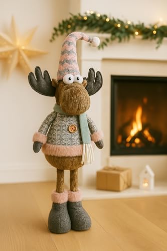 KAMACA Stehender Elch kuschelige Winterdeko aus Stoff mit...