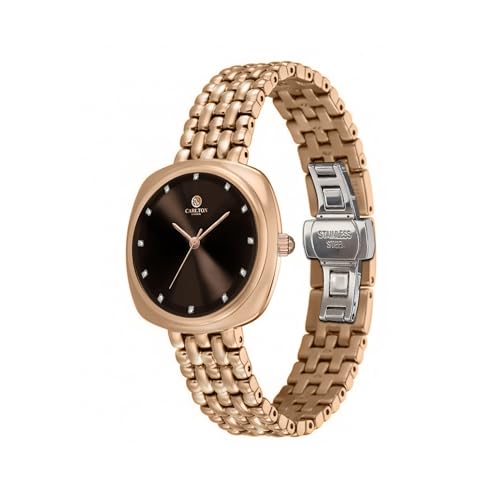 Image of Carlton London Women Celeste Analog Watch, Square Dial, Stainless Steel Strap, Quartz Movement, 30M Water Resistant, Casual Wear