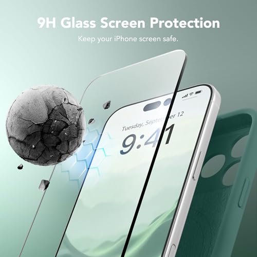 Image of Magnetic for iPhone 17 Pro Case, Compatible with MagSafe, [Full Camera Protection][Screen Protector] Silicone Shockproof Protective Phone Case for iPhone 17 Pro 6.3 inch, Midnight Green