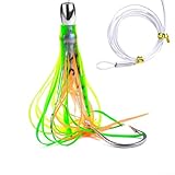 Matériau : fabriqué à partir de métal et de silicone, ce leurre à jupe de calmar est conçu pour résister aux rigueurs de la pêche en eau salée.