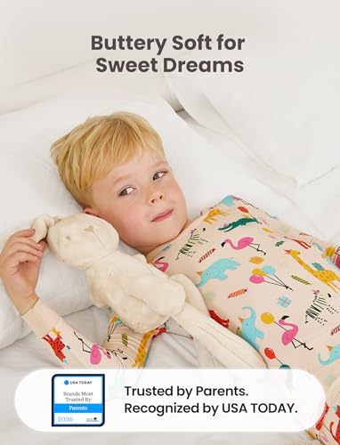 Image of PATPAT Bamboo Viscose Pajama Sets for Toddler Boys & Girls Baby Kids, Ultra-soft Snug fit Pjs Sleepers for Birthday Holiday