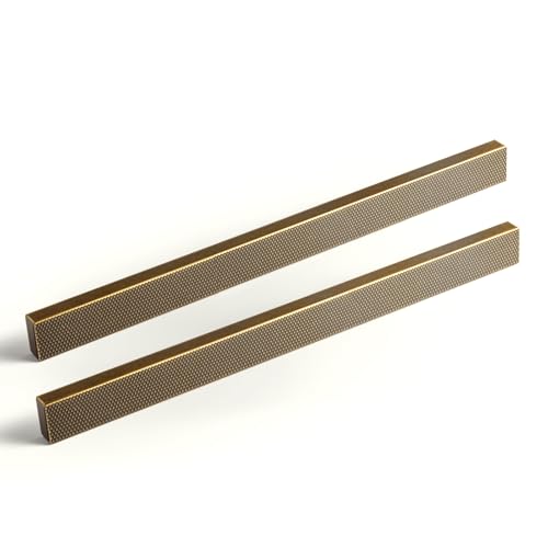 Goo-Ki 6 Pack 7 9/16 Inch Antique Brass Knurled Cabinet Pulls - Vintage Bar Handles - Textured Grip for Drawer, Dressers, Furniture Hardware