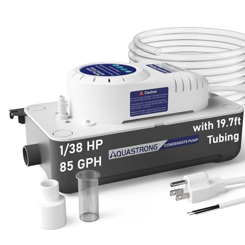 Image of Aquastrong HVAC Condensate Pump, 115V /230V, Automatic Safety Switch, AC Condensate Removal for Air Conditioner, Furnace, Dehumidifier, 3.3' Power Cord, White