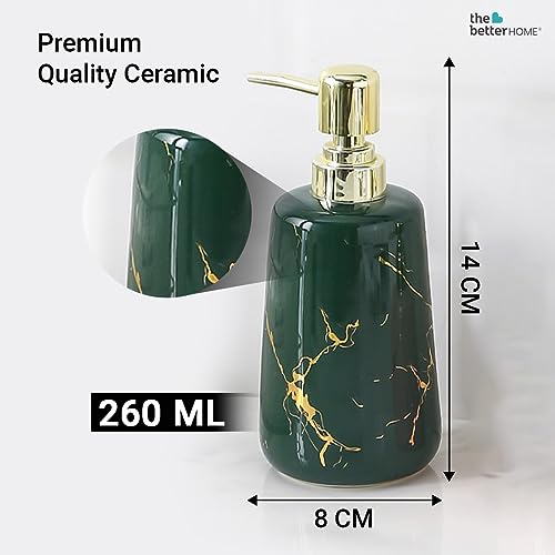 Image of The Better Home 260ml Soap Dispenser Bottle - Green | Elegant and Functional Liquid Pump for Kitchen, Wash-Basin, and Bathroom