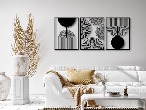 VAILLA Boho Minimalist Wall Art, Set of 3 Wooden Wall