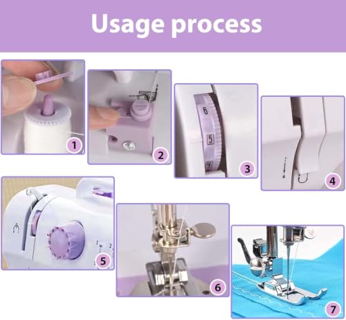 Image of This lightweight Sewing machine is designed for convenience and versatility. Sewing Machine for Beginners,Portable 12 Built-in Stitches,(High-Low Speeds),505UJH.DC Power Supply Method.