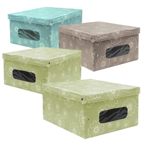 PraTiKo Life Set 4 Scatole Box per Armadio in PVC 50x40 h.25 cm Colori Assortiti Organizzazione Armadio