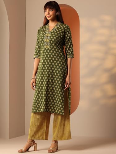 Image of Libas Printed Libas Cotton Straight fit Kurta set for Women | daily wear suit